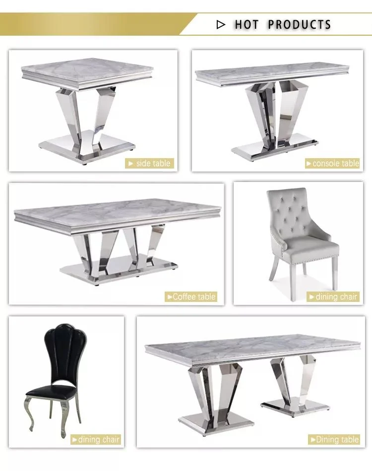 Foshan Factory Manufacture Modern Furniture Wholesale Commercial Luxury Dining Table and 6 Dining Restaurant Chair