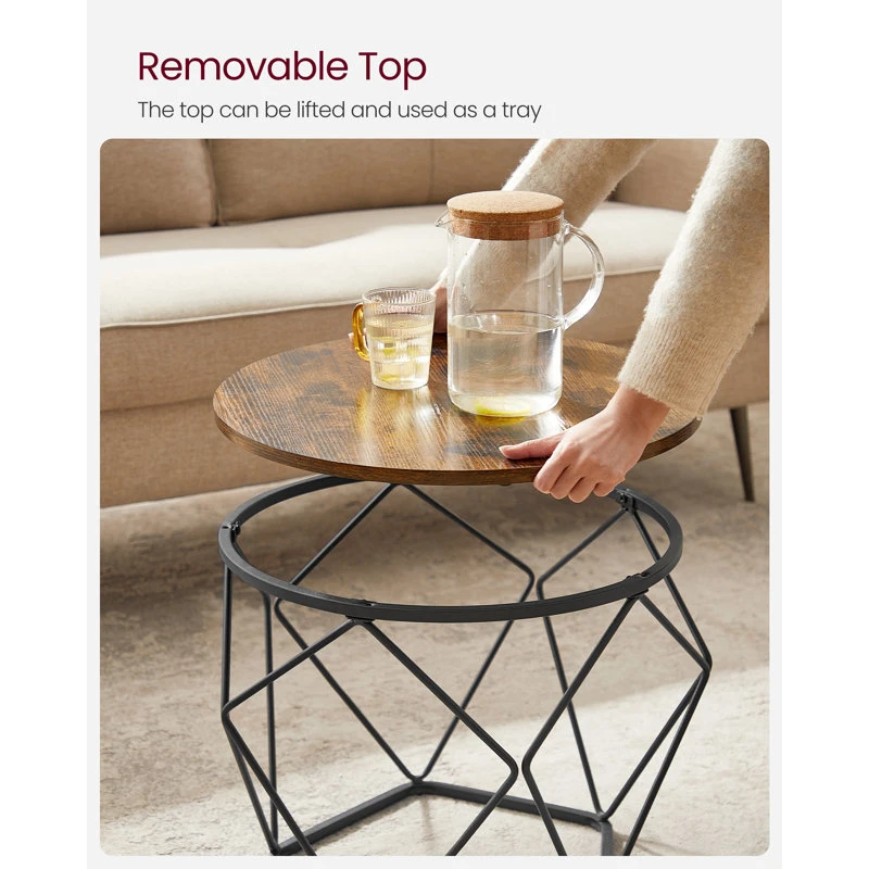 Wood Top Nesting End Table Side Table Living Room Round Side Coffee Table