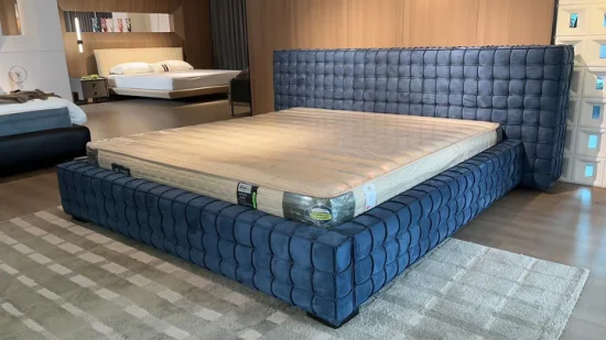 Mobili per camera da letto moderni in stile italiano, letti in metallo, nuovo design, letto imbottito in cuoio, minimalismo, letto king size