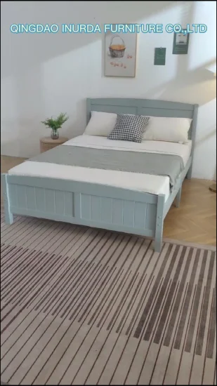 Produttore di fabbrica Mobili per camera da letto in legno massello Grigio Letto singolo doppio doppio doppio